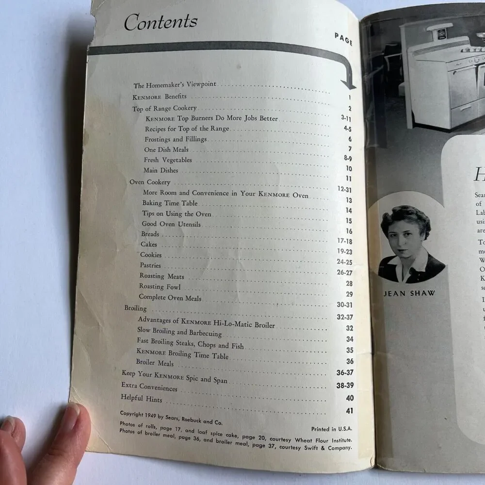Vintage 1949 Cookbook Gas Cookery with your Kenmore Paperback